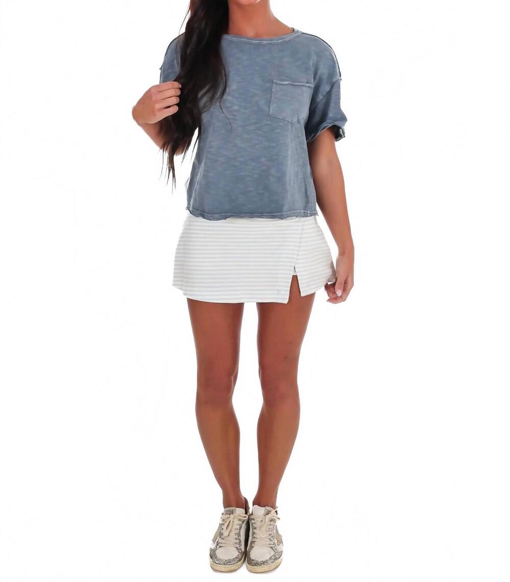 NEW BLU PEPPER women's edge mode cropped tee in ash blue - Picture 4 of 8